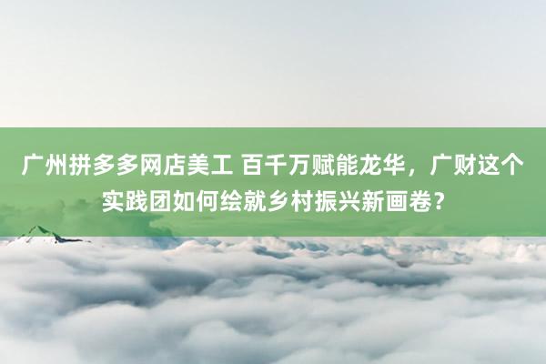 广州拼多多网店美工 百千万赋能龙华，广财这个实践团如何绘就乡村振兴新画卷？