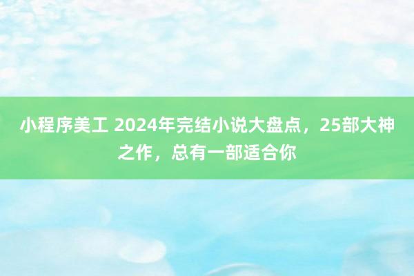 小程序美工 2024年完结小说大盘点，25部大神之作，总有一部适合你