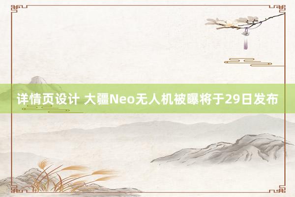 详情页设计 大疆Neo无人机被曝将于29日发布