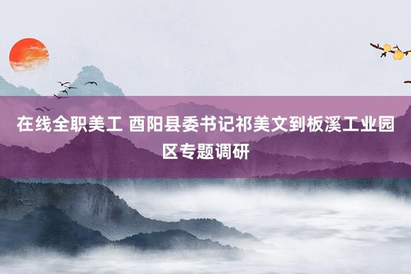 在线全职美工 酉阳县委书记祁美文到板溪工业园区专题调研